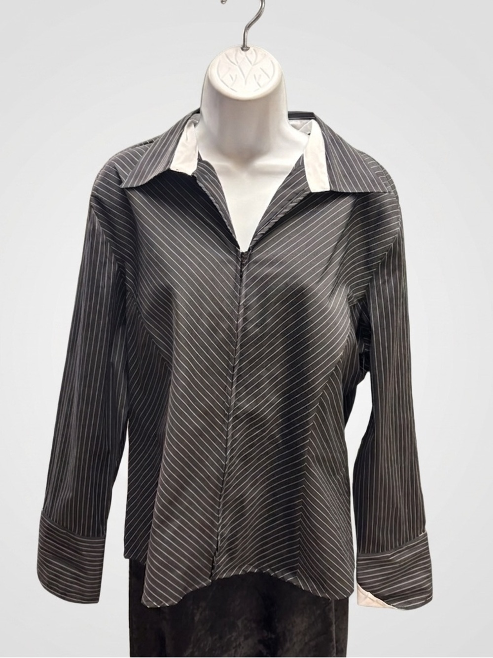 DC Black and White Casual Zipper Down Shirt